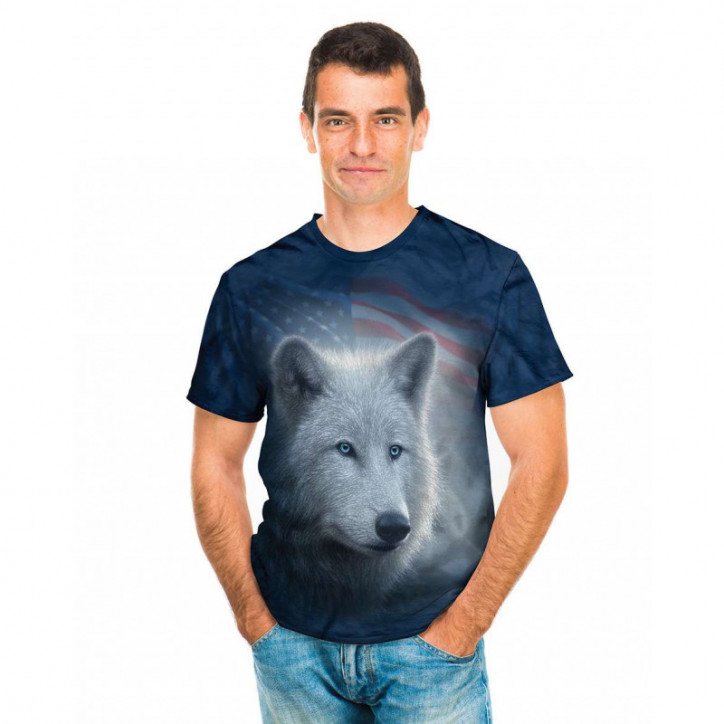 Patriotic White Wolf T-Shirt