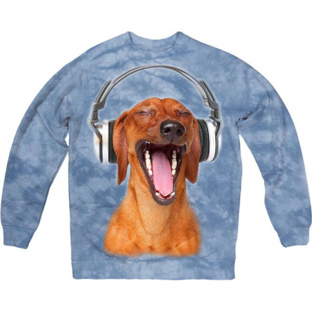 Dachshund Listen Music in Headphones Sweatshirt