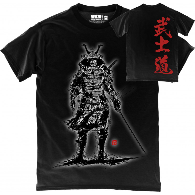 Ronin T-Shirt with chest and back graphic print in Black