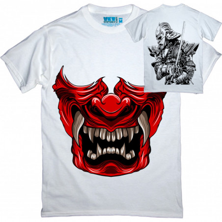 Samurai Mask T-Shirt with chest and back graphic print