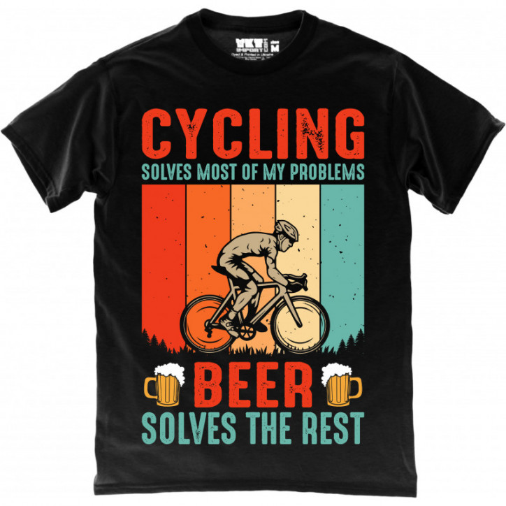 Cycling Beer in Black T-Shirt