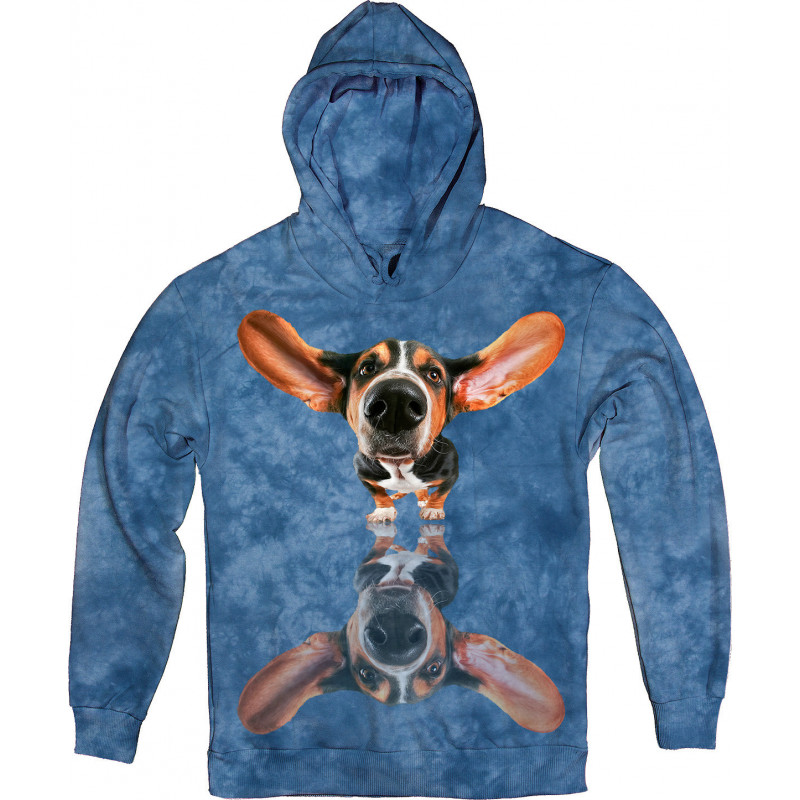 Basset Hound with his Ears Flying Upwards Hoodie