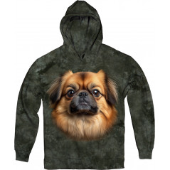 Pekingese Face Green Hoodie