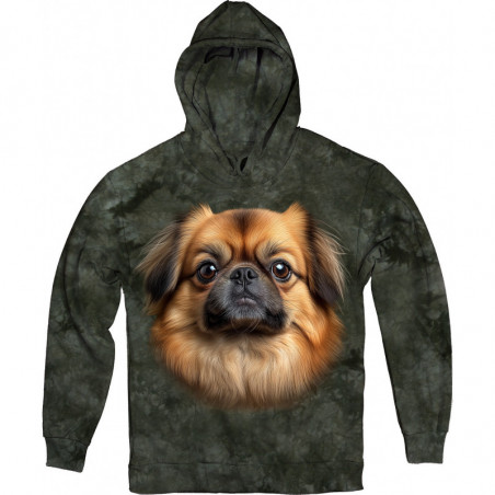 Pekingese Face Green Hoodie