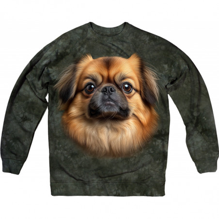 Pekingese Face Green Sweatshirt