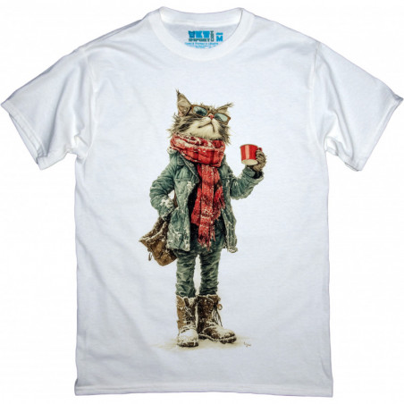 Winter Hipster Cat T-Shirt