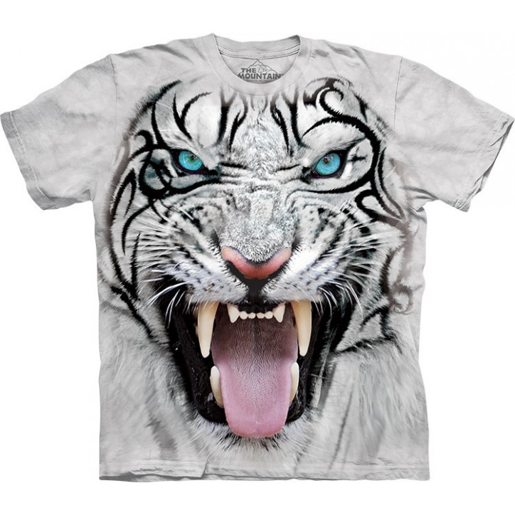 Big Face Tribal White Tiger T-Shirt