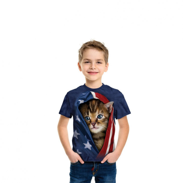 3D Patriotic Kitten T-Shirt