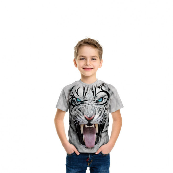 Big Face Tribal White Tiger T-Shirt